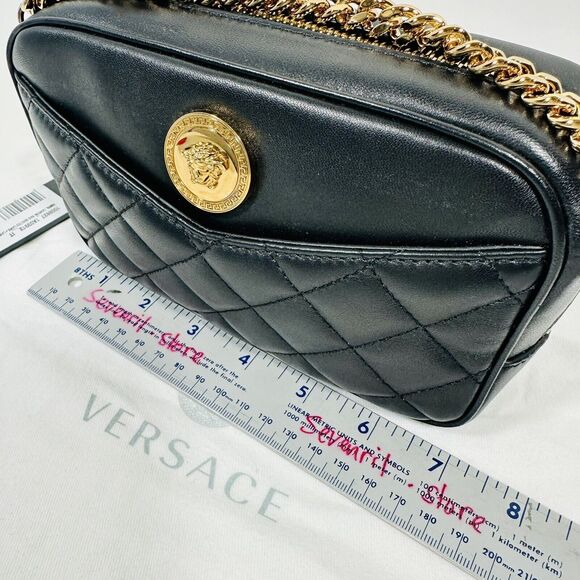 Versace La Medusa Quilted Lambskin Leather Small Crossbody Camera Bag Black NWT - Picture 8 of 10